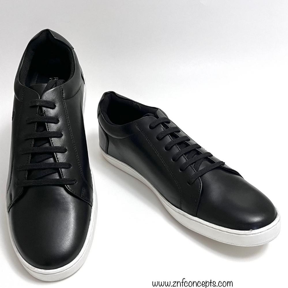 Black Leather Men's Sneakers, Brand New